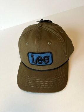 Lee Denim Vintage Style Olive Green Snapback Rope Hat with Blue Logo Patch